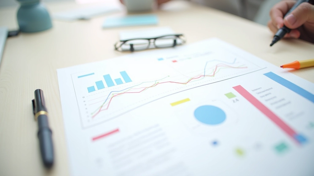 Gráfico de planificación financiera con objetivos y metas trazadas en papel